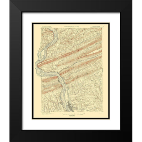 Harrisburg Pennsylvania Quad - USGS 1899 Black Modern Wood Framed Art Print with Double Matting by USGS