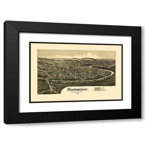 Harmony Pennsylvania - Fowler 1901 Black Modern Wood Framed Art Print with Double Matting by Fowler