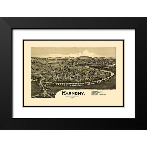 Harmony Pennsylvania - Fowler 1901 Black Modern Wood Framed Art Print with Double Matting by Fowler