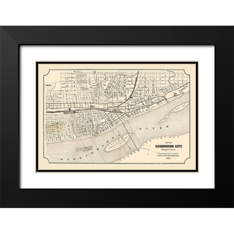 Harrisburg Pennsylvania - Boyd 1880 Black Modern Wood Framed Art Print with Double Matting by Boyd