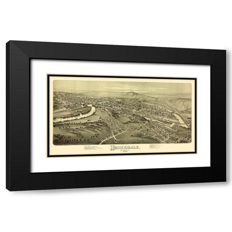 Honesdale Pennsylvania - Fowler 1890 Black Modern Wood Framed Art Print with Double Matting by Fowler