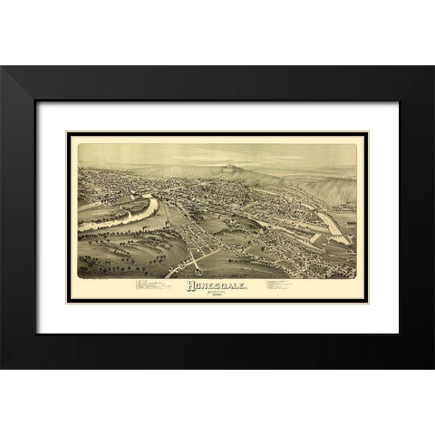 Honesdale Pennsylvania - Fowler 1890 Black Modern Wood Framed Art Print with Double Matting by Fowler