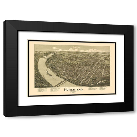 Homestead Pennsylvania - Fowler 1902 Black Modern Wood Framed Art Print with Double Matting by Fowler