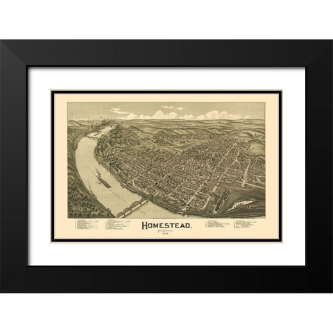 Homestead Pennsylvania - Fowler 1902 Black Modern Wood Framed Art Print with Double Matting by Fowler
