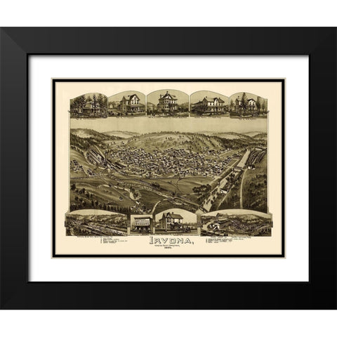 Irvona Pennsylvania - Fowler 1895 Black Modern Wood Framed Art Print with Double Matting by Fowler