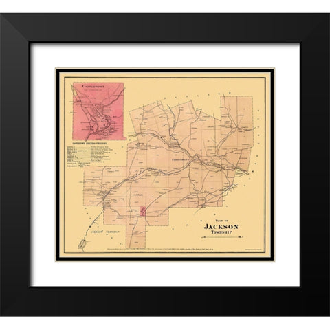 Jackson Pennsylvania Landowner - Beers 1865 Black Modern Wood Framed Art Print with Double Matting by Beers