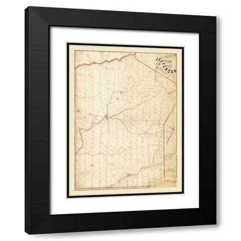 Jefferson County Pennsylvania - Gillespie 1857 Black Modern Wood Framed Art Print with Double Matting by Gillespie