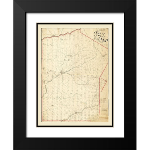 Jefferson County Pennsylvania - Gillespie 1857 Black Modern Wood Framed Art Print with Double Matting by Gillespie