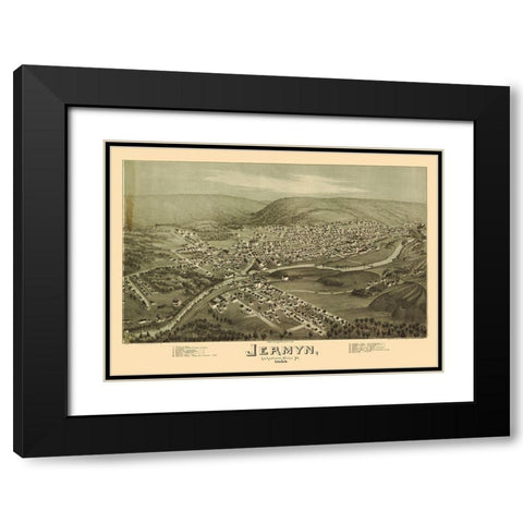 Jermyn Pennsylvania - Fowler 1889 Black Modern Wood Framed Art Print with Double Matting by Fowler