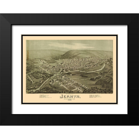 Jermyn Pennsylvania - Fowler 1889 Black Modern Wood Framed Art Print with Double Matting by Fowler