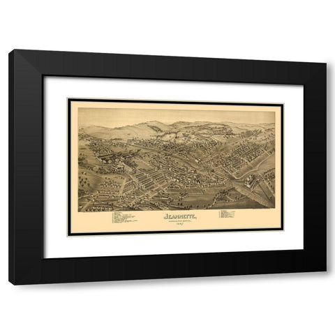 Jeannette Pennsylvania - Fowler 1897 Black Modern Wood Framed Art Print with Double Matting by Fowler