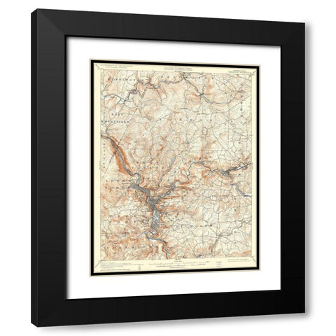Johnstown Pennsylvania Quad - USGS 1907 Black Modern Wood Framed Art Print with Double Matting by USGS