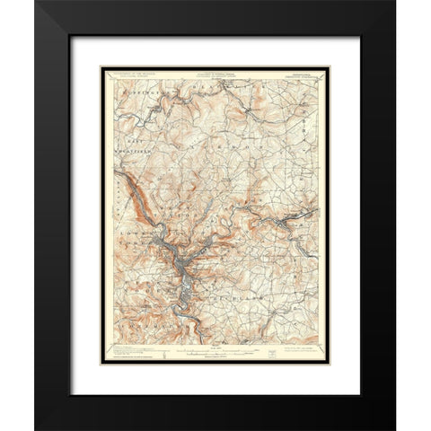 Johnstown Pennsylvania Quad - USGS 1907 Black Modern Wood Framed Art Print with Double Matting by USGS