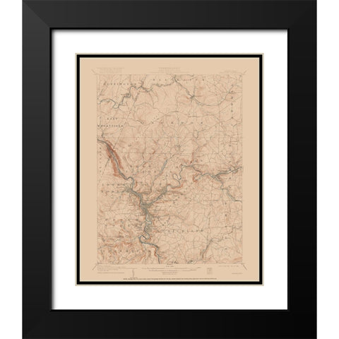 Johnstown Pennsylvania Quad - USGS 1907 Black Modern Wood Framed Art Print with Double Matting by USGS