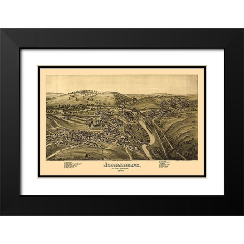 Johnsonburg Pennsylvania - Fowler 1895 Black Modern Wood Framed Art Print with Double Matting by Fowler