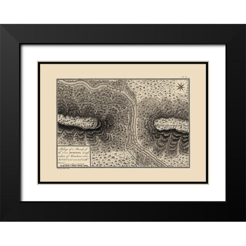Juniata River Branch, Pennsylvania - Collot 1796 Black Modern Wood Framed Art Print with Double Matting by Collot