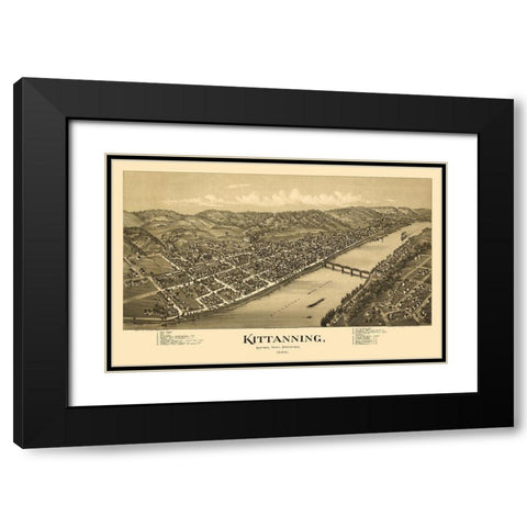 Kittanning Pennsylvania - Fowler 1896 Black Modern Wood Framed Art Print with Double Matting by Fowler