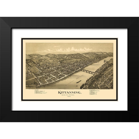 Kittanning Pennsylvania - Fowler 1896 Black Modern Wood Framed Art Print with Double Matting by Fowler