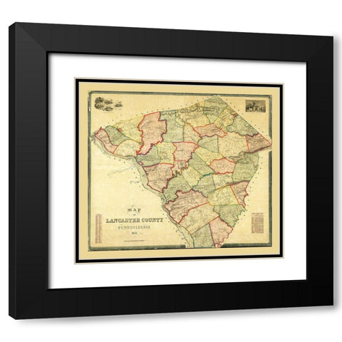 Lancaster County Pennsylvania - 1851 Black Modern Wood Framed Art Print with Double Matting by Unknown