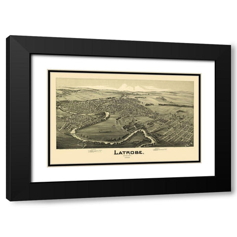 Latrobe Pennsylvania - Fowler 1900 Black Modern Wood Framed Art Print with Double Matting by Fowler