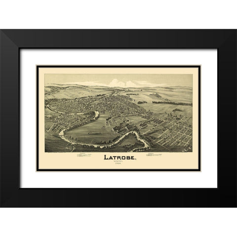 Latrobe Pennsylvania - Fowler 1900 Black Modern Wood Framed Art Print with Double Matting by Fowler