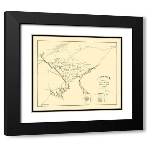 Lancaster Pennsylvania -1887 Black Modern Wood Framed Art Print with Double Matting by Unknown