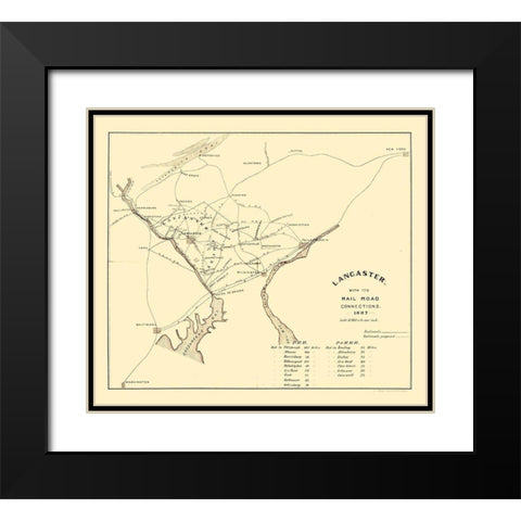Lancaster Pennsylvania -1887 Black Modern Wood Framed Art Print with Double Matting by Unknown