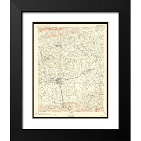 Lebanon Pennsylvania Quad - USGS 1899 Black Modern Wood Framed Art Print with Double Matting by USGS