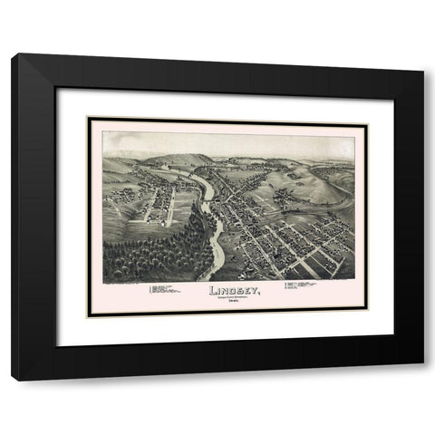 Lindsey Pennsylvania - Fowler 1895 Black Modern Wood Framed Art Print with Double Matting by Fowler