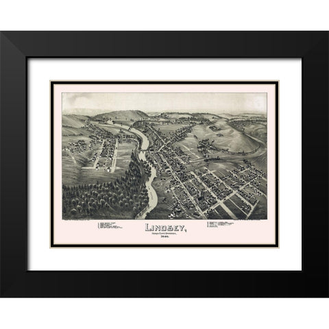 Lindsey Pennsylvania - Fowler 1895 Black Modern Wood Framed Art Print with Double Matting by Fowler