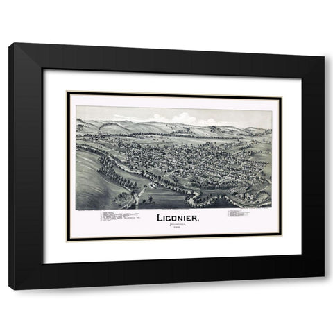 Ligonier Pennysylvania - Fowler 1900 Black Modern Wood Framed Art Print with Double Matting by Fowler