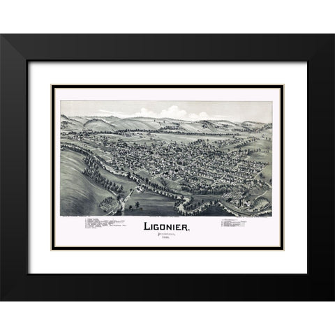Ligonier Pennysylvania - Fowler 1900 Black Modern Wood Framed Art Print with Double Matting by Fowler
