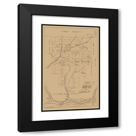 Lycoming County Pennsylvania - Kollner 1855 Black Modern Wood Framed Art Print with Double Matting by Kollner