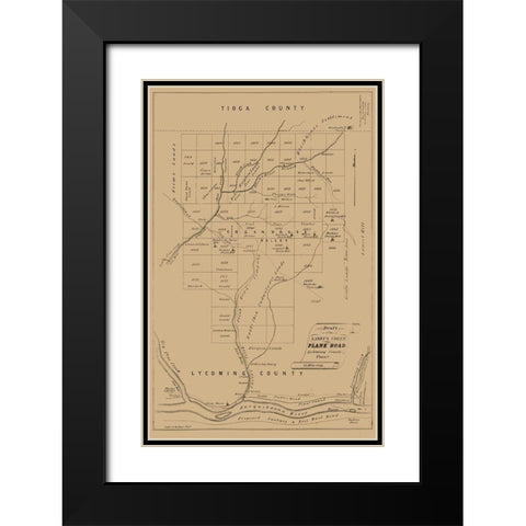 Lycoming County Pennsylvania - Kollner 1855 Black Modern Wood Framed Art Print with Double Matting by Kollner