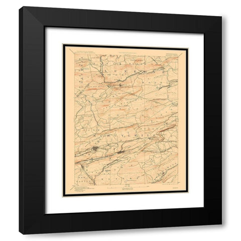 Mahanoy Pennsylvania Sheet - USGS 1893 Black Modern Wood Framed Art Print with Double Matting by USGS