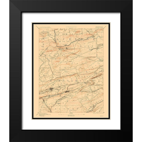 Mahanoy Pennsylvania Sheet - USGS 1893 Black Modern Wood Framed Art Print with Double Matting by USGS