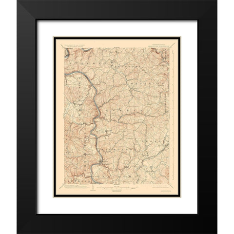 Masontown Pennsylvania Quad - USGS 1903 Black Modern Wood Framed Art Print with Double Matting by USGS