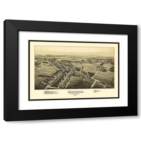Macungie Pennsylvania - Fowler 1893 Black Modern Wood Framed Art Print with Double Matting by Fowler