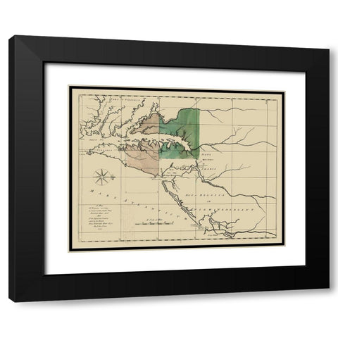 Virginia Pennsylvania Maryland - Senez 1732 Black Modern Wood Framed Art Print with Double Matting by Senez