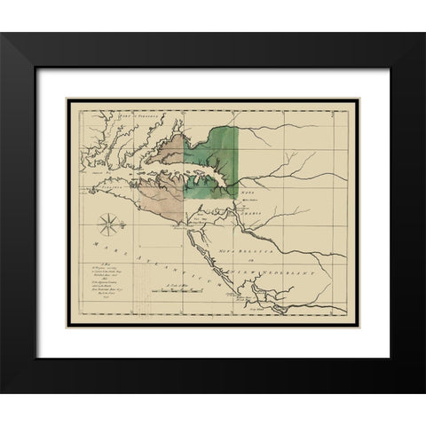 Virginia Pennsylvania Maryland - Senez 1732 Black Modern Wood Framed Art Print with Double Matting by Senez