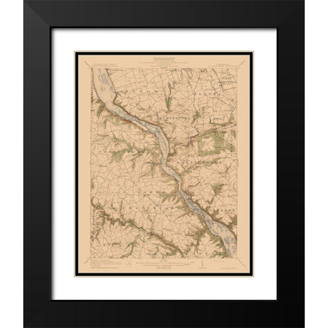 McCalls Ferry Pennsylvania Quad - USGS 1954 Black Modern Wood Framed Art Print with Double Matting by USGS
