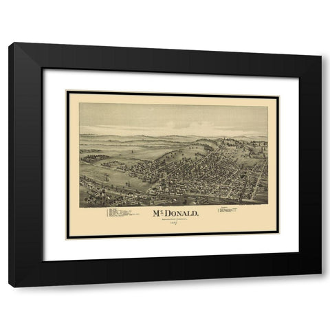 McDonald Pennsylvania - Fowler 1897 Black Modern Wood Framed Art Print with Double Matting by Fowler