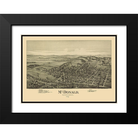 McDonald Pennsylvania - Fowler 1897 Black Modern Wood Framed Art Print with Double Matting by Fowler