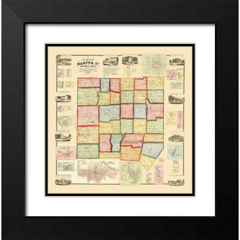 Mercer County Pennsylvania - Treat 1860 Black Modern Wood Framed Art Print with Double Matting by Treat