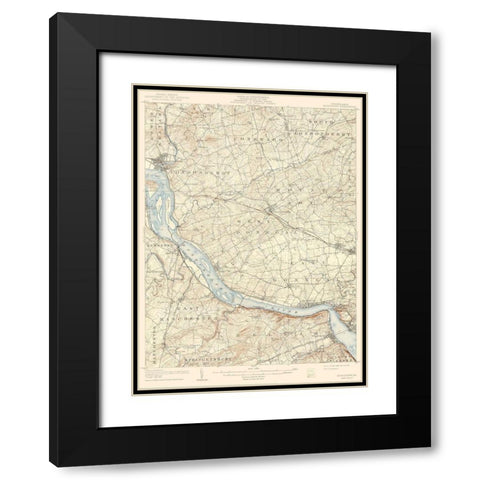 Middletown Pennsylvania Quad - USGS 1908 Black Modern Wood Framed Art Print with Double Matting by USGS