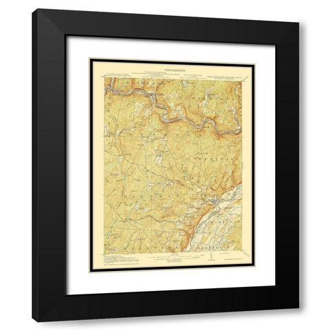 Milford New York New Jersey Quad - USGS 1915 Black Modern Wood Framed Art Print with Double Matting by USGS