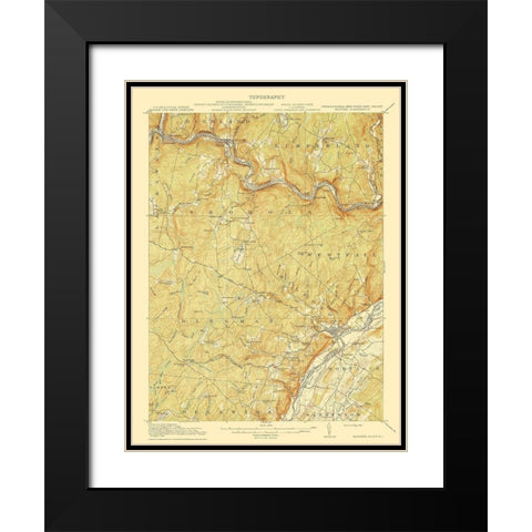 Milford Pennsylvania New Jersey New York Quad Black Modern Wood Framed Art Print with Double Matting by USGS