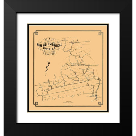 Mine Hill and Schuylkill Haven Railroad 1857 Black Modern Wood Framed Art Print with Double Matting by Duval