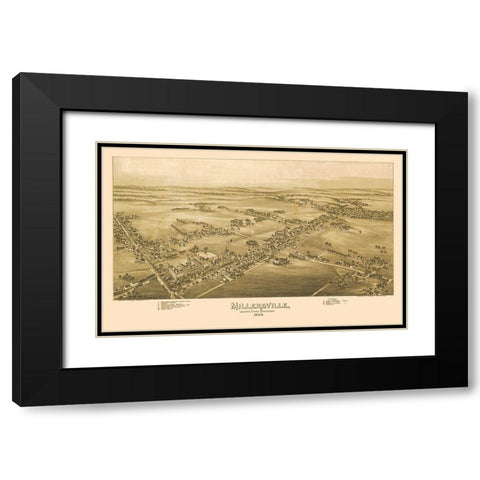 Millersville Pennsylvania - Fowler 1894 Black Modern Wood Framed Art Print with Double Matting by Fowler