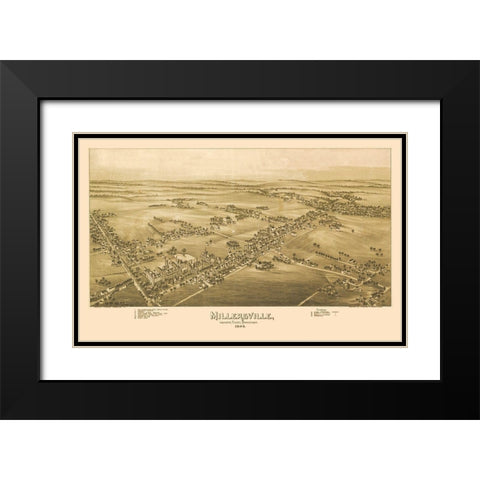 Millersville Pennsylvania - Fowler 1894 Black Modern Wood Framed Art Print with Double Matting by Fowler
